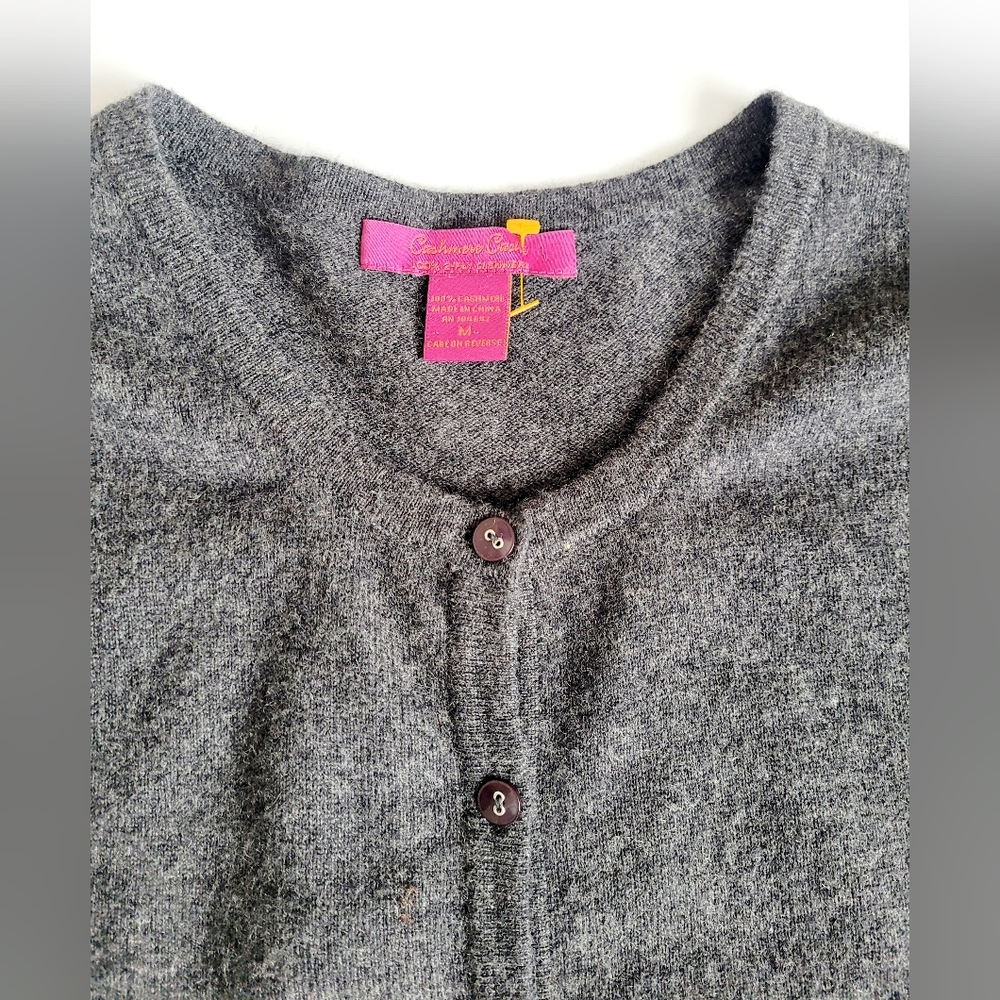 Cashmere Cache 100% 2-ply Cashmere Cardigan Gray Small/Medium - Picture 5 of 16